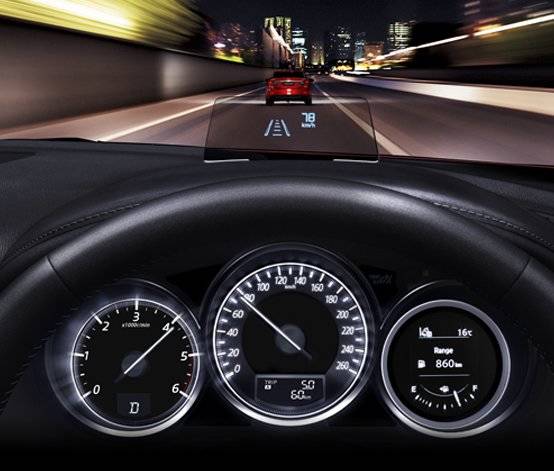 Mazda6 Atenza Dashboard Active Driving Display superimposes key data into your field of vision, improving safety by reducing distraction